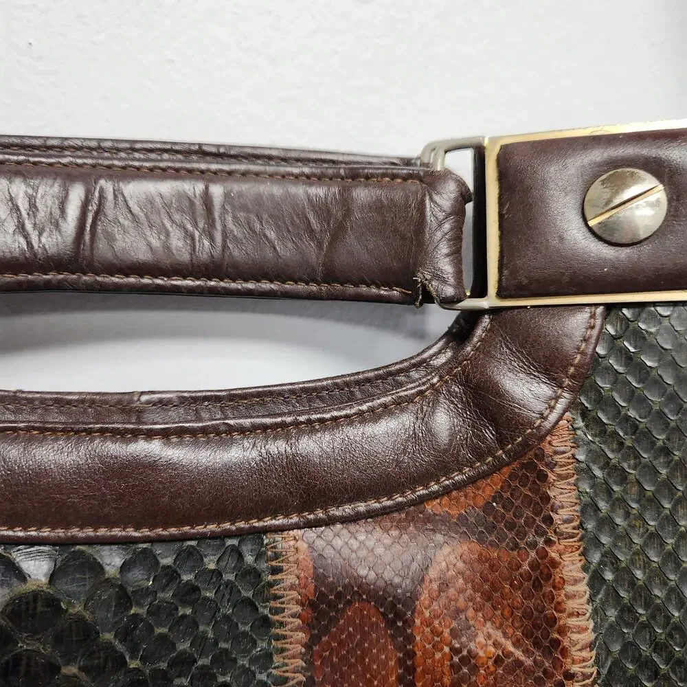 Vintage Geometric Snakeskin Leather Purse